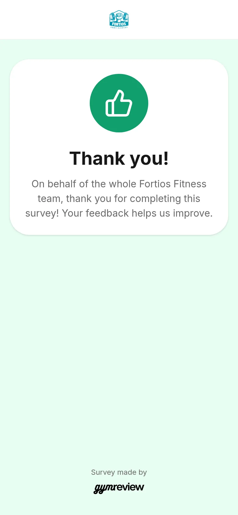 Thank-you page after sending an idea