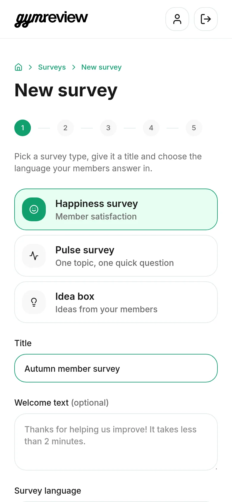 Step 1: choose type and title