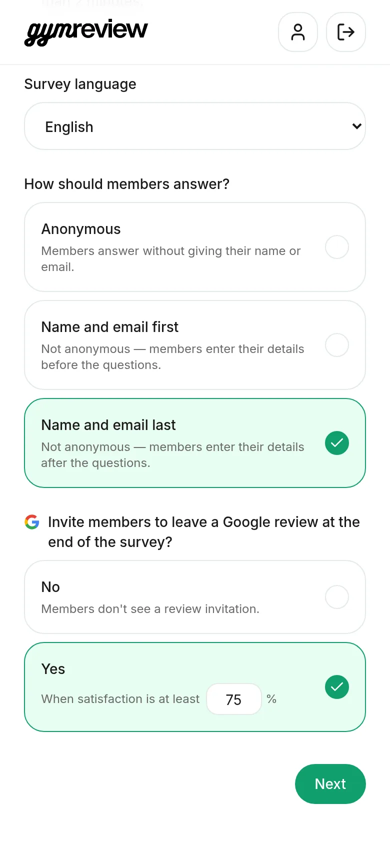 Step 1: identity and Google review choice