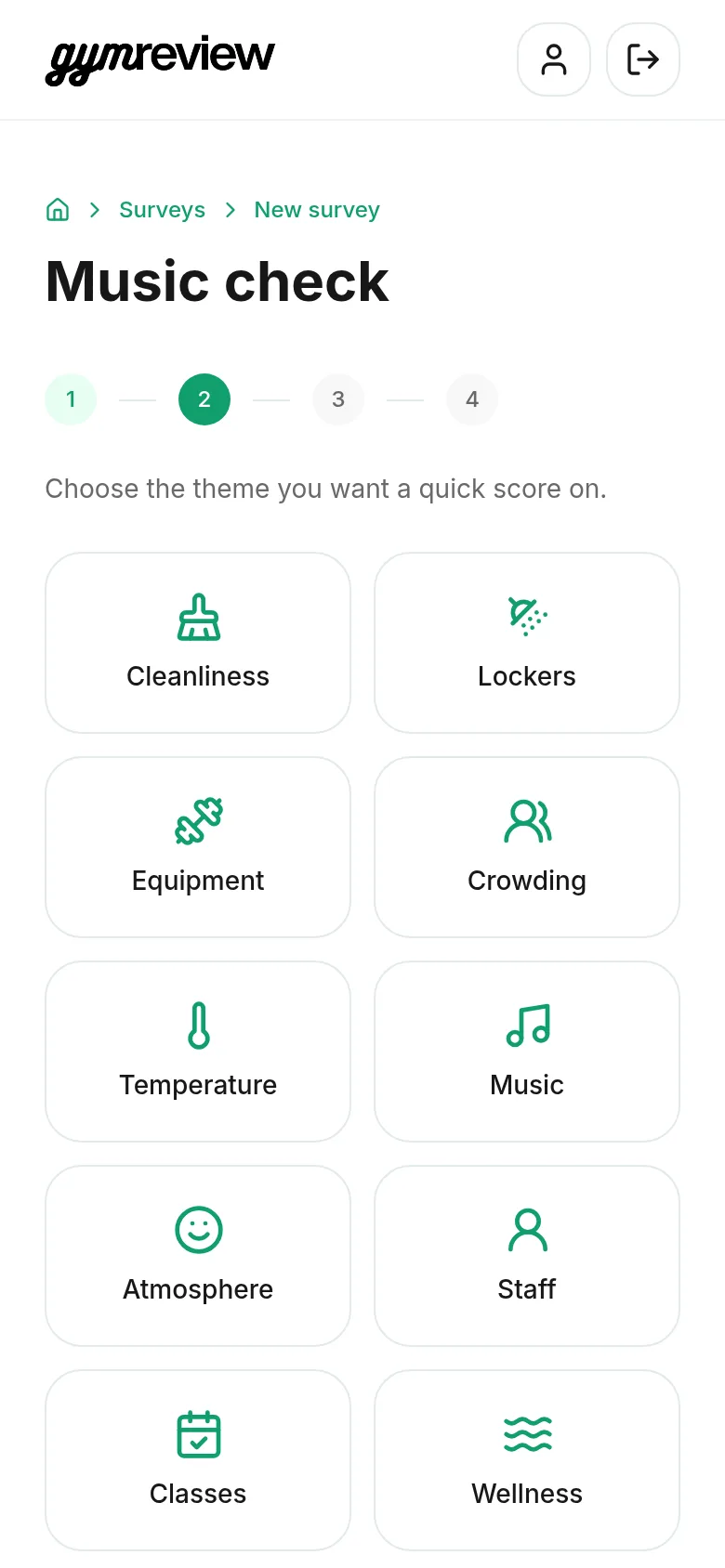 Pulse theme tiles such as cleanliness, music and staff