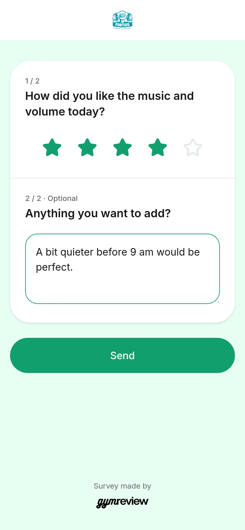 Member gives four stars and an optional comment