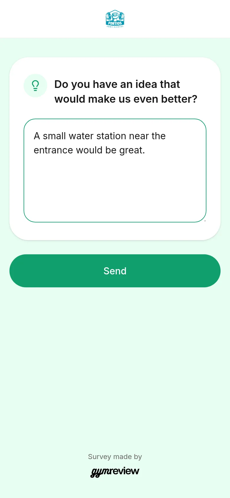 Member types an idea and taps Send