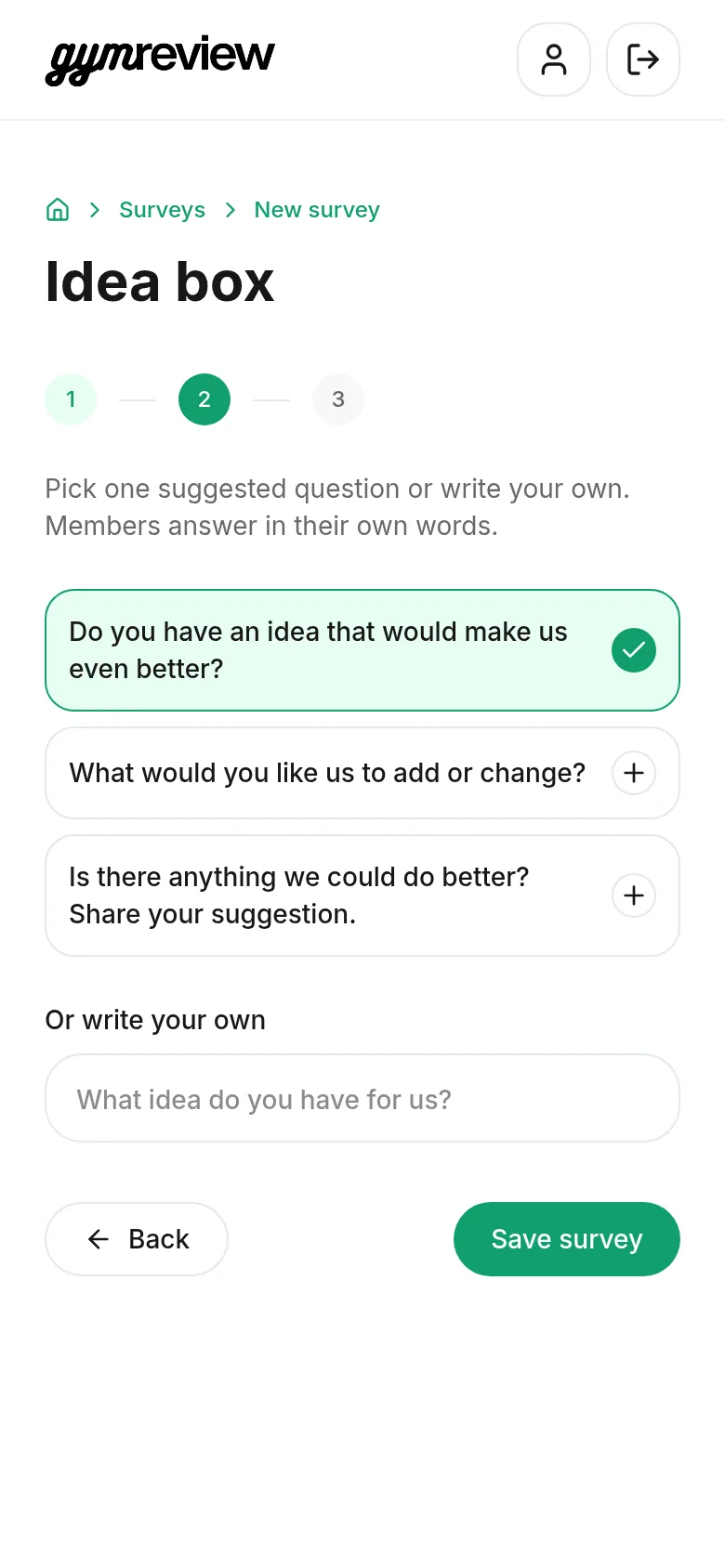 Suggested Idea box questions