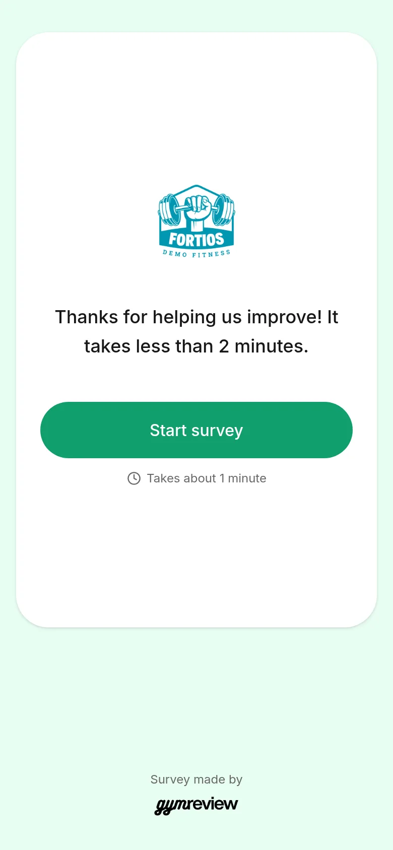 Member start screen with the Fortios Fitness logo